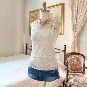 Y2K Coldwater Creek size medium white floral lace cami